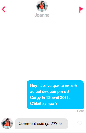 une accroche tinder qui fait peur