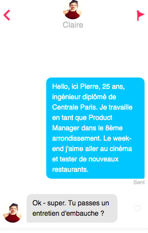 un premier message tinder efficace