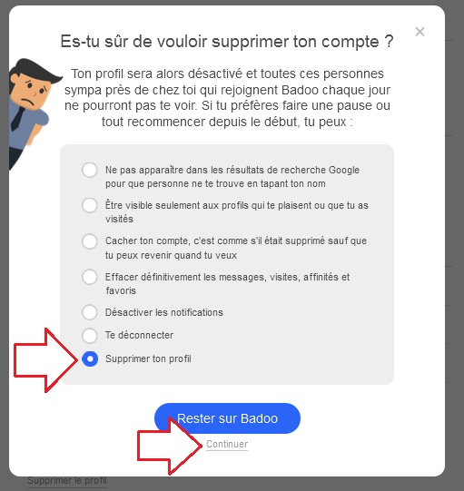 comment supprimer un compte badoo