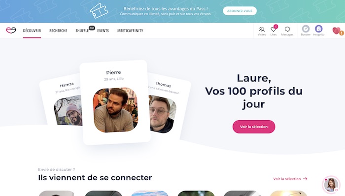 Interface Meetic
